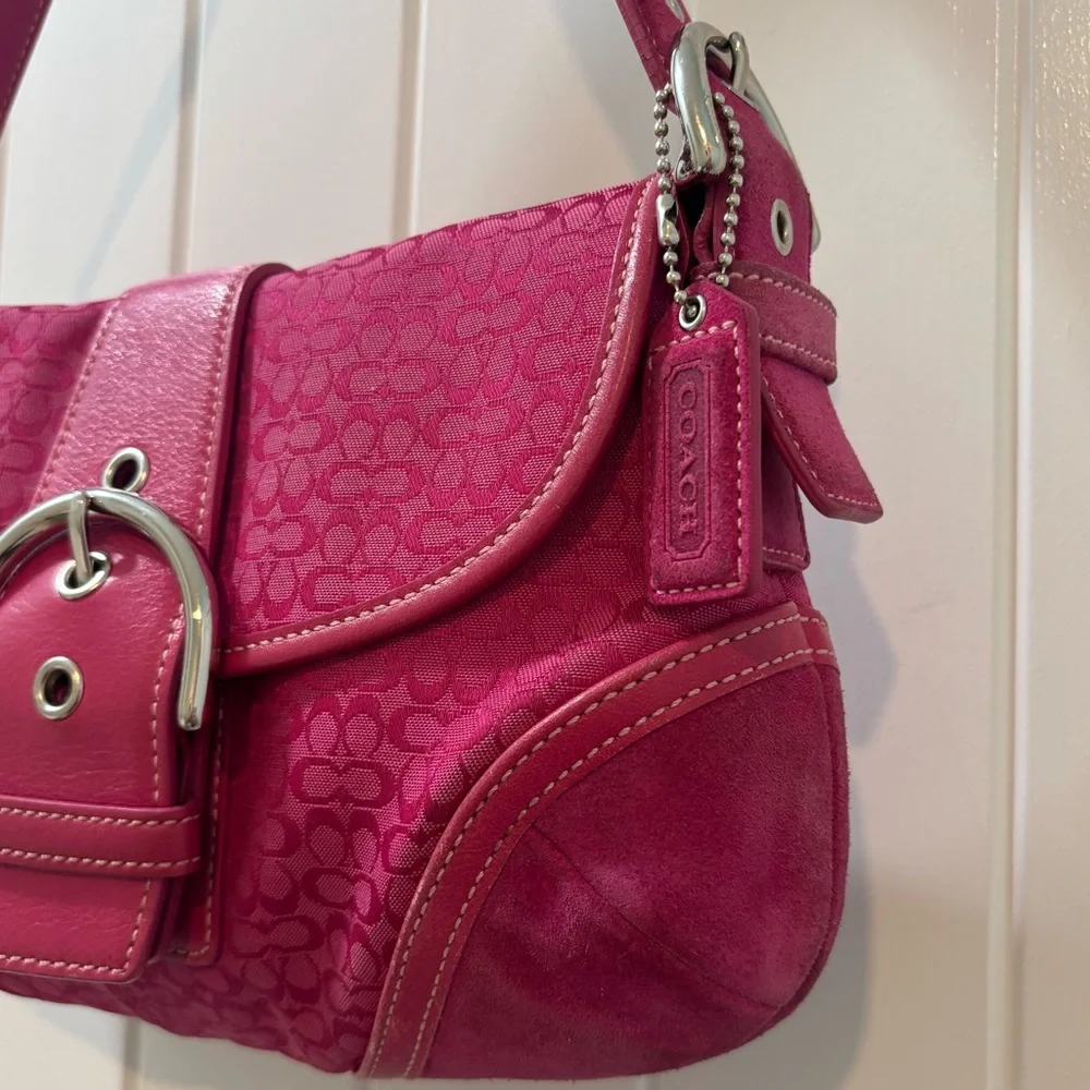 Coach Soho Mini Pink Signature Canvas Suede Denim Vintage Y2K Coach 6818 - Picture 4 of 15